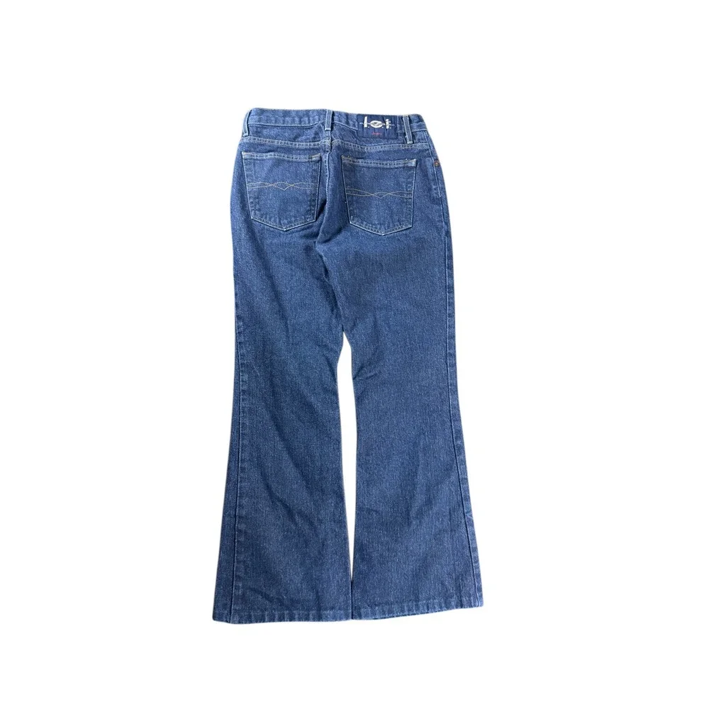 Y2k Vintage lei Life Energy Intelligence Flare Jeans Womens 9 Dark Wash Denim